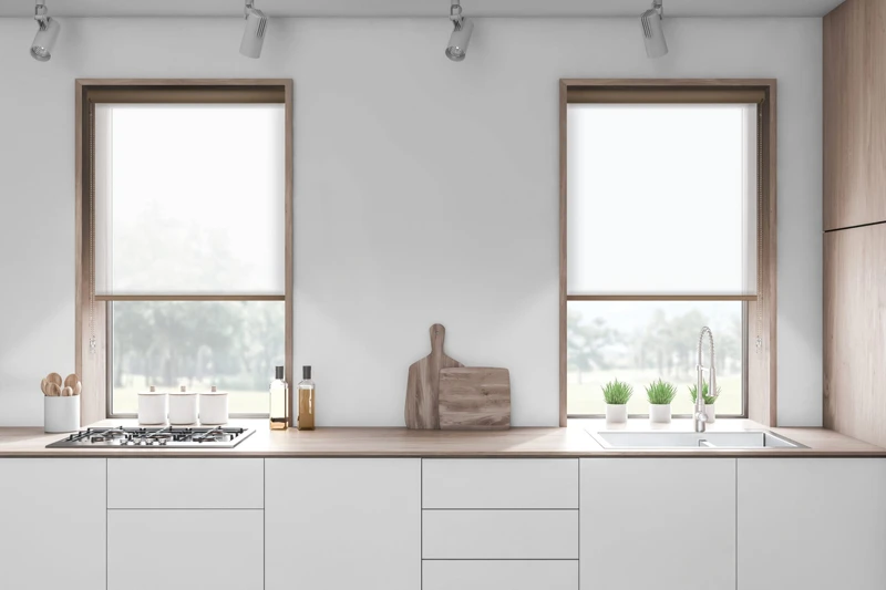 White kitchen countertops in loft room